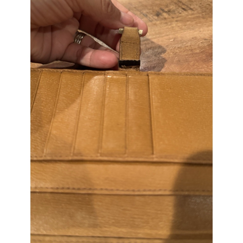 Authentic Gucci Vintage Tan Leather Clutch Wallet Jackie Clasp Italy - Picture 11 of 16